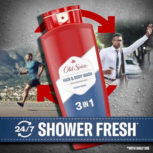 Old Spice أولد سبايس ريفريشينج 2 في 1 غسول وبلسم للشعر والجسم للرجال، هاي إنديورانس، 3X ديفينس، 24/7 شاور فريش مع رائحة تدوم، معطر، 24 أوقية - Image 3