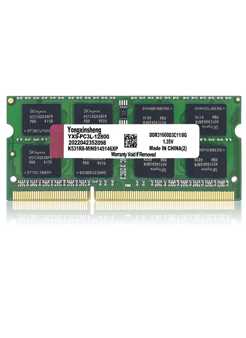 Generic Yongxinsheng DDR3 / DDR3L 8GB Laptop RAM 1600MHz PC3L/PC3-12800 SODIMM Non-ECC Unbuffered 1.35V/1.5V 2Rx8 Dual Rank 204 Pin CL11 Notebook Computer Memory Upgrade Module(Green)  - Image 1
