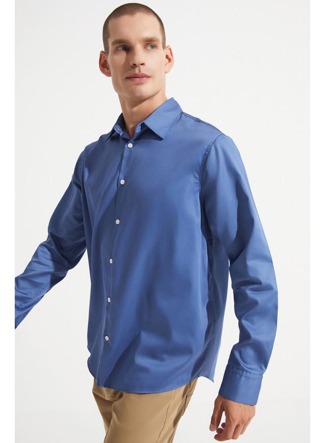 جون قميص رجالي حصري لشهر يونيو بقصة مريحة - نيلي - Image 4