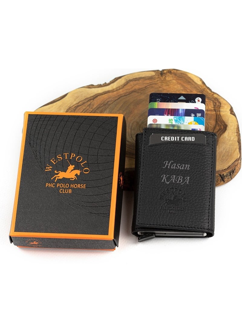 West Polo 5550 Genuine Leather Mechanism Wallet & Artificial Mechanism Belt Men's Set  - Image 2