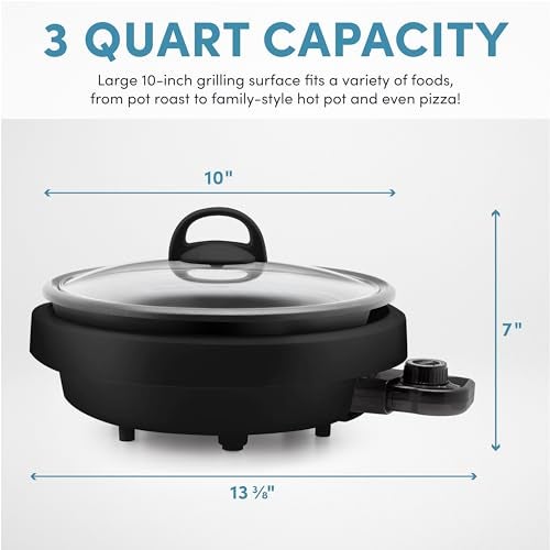 Aroma Housewares ASP-137B 3-Quart/10-inch 3-in-1 Super Pot with Grill Plate, Black - Image 5