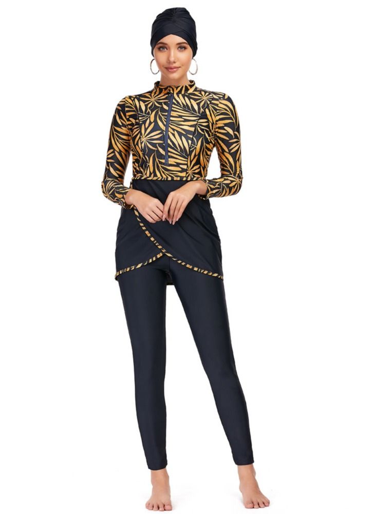 Loquat Swimsuit 3-piece Long Sleeved Trousers Hat - Image 1