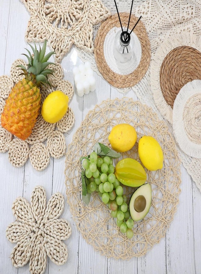 Beeveer 7 Pcs Boho Wall Baskets Decor Hanging Rustic Rattan Wicker Wall Baskets Round Wall Art for Farmhouse Living Rooms Bedrooms Kitchen Decorations - Image 4