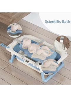 XiuWoo Foldable Baby Bathtub with Temperature Sensing Portable Travel Bathtub with Drain Hole Durable Baby Bathtub Newborn to Toddler 0 to 36 Months  - Image 4