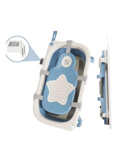 XiuWoo Foldable Baby Bathtub with Temperature Sensing Portable Travel Bathtub with Drain Hole Durable Baby Bathtub Newborn to Toddler 0 to 36 Months  - Image 3