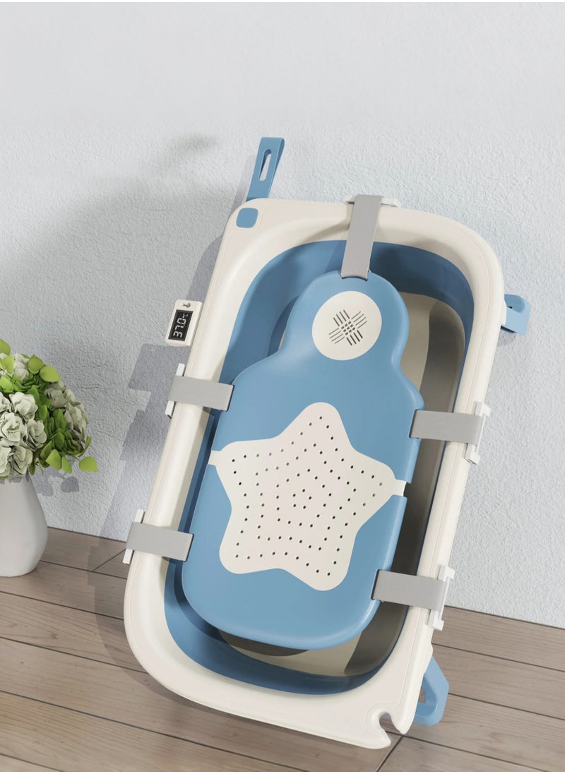 XiuWoo Foldable Baby Bathtub with Temperature Sensing Portable Travel Bathtub with Drain Hole Durable Baby Bathtub Newborn to Toddler 0 to 36 Months  - Image 1