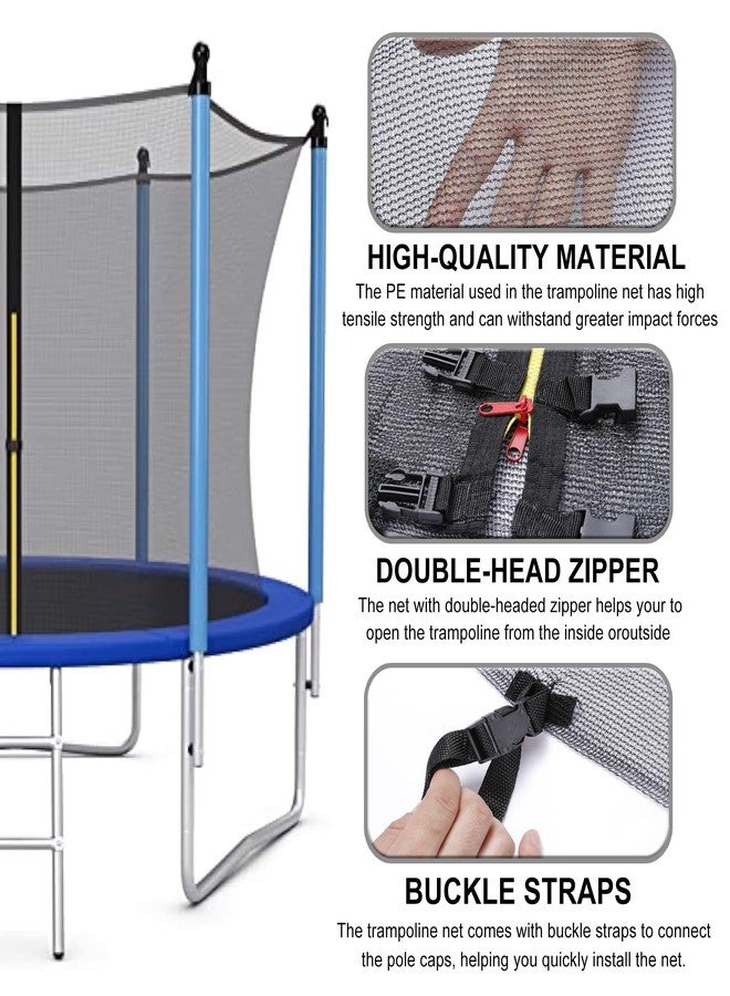 ECYITISY Trampoline Safety Net 6FT 8FT 10FT 12FT 14FT 15FT 16FT Round Trampoline Replacement Net for 6/8/12 Straight Poles UV-Resistant Kides Jumping Safety Enclosures NetingBlack,14FT-8Poles - Image 3