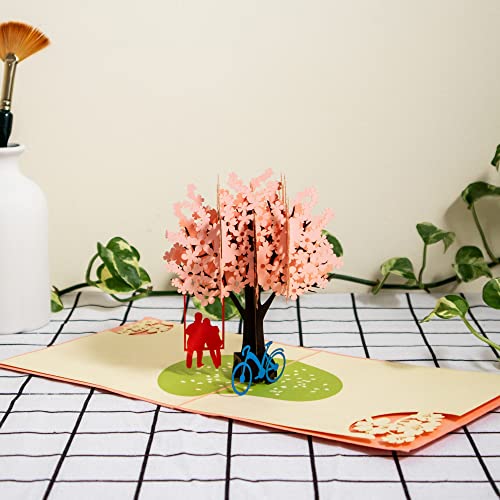 CUTE POPUP 3D Pop Up Anniversary Card for Wife Husband - Romantic Cherry Blossom Picnic Scene - Wedding Anniversary, I Love You, Romantic Birthday, Just Because - Handmade 6x8 Inch, Envelope Included - Image 5