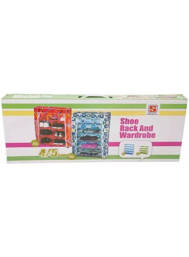 Portable 4 Layers Shoe rack and Wardrobe Storage, Furniture shelf Elegant home avoid mess, Home DÃƒÂ©cor- White Pink - Image 2
