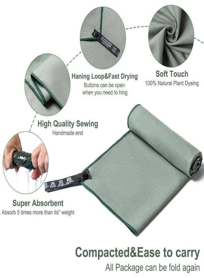 Aegero Camping Towel,2 Pack Microfiber Travel Sports Towel,Quick Dry-Super Absorbent-Ultra Compact-Ultra Soft-Lightweight.Suitable for Gym,Yoga,Trip,Beach,Shower,Backpacking,Pool(Army Green) - Image 2