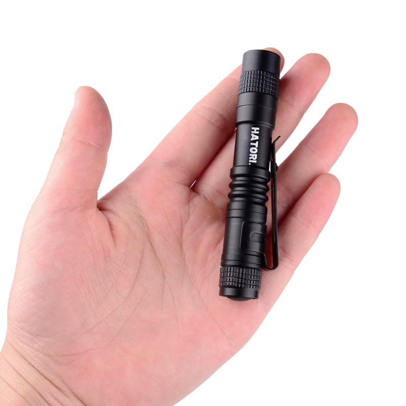 HATORI LED Mini Flashlight, Bright Small Handheld Pocket Flashlights Tactical High Lumens Pen Light for Camping, Outdoor, Emergency, 1 Pack(3.55Inch) - Image 1