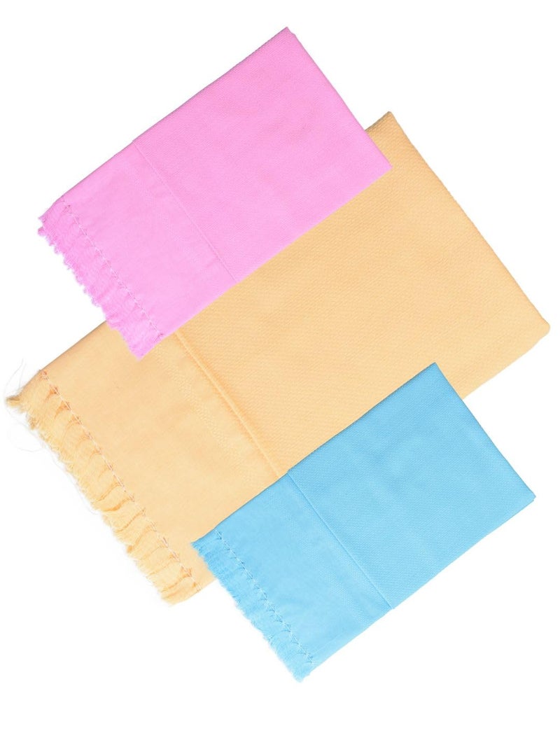 ETHAZH Sona Smoothy Adorable Lite Colour 3 Pcs Bath Towel Combo Set Mix Colour C1 - Image 1