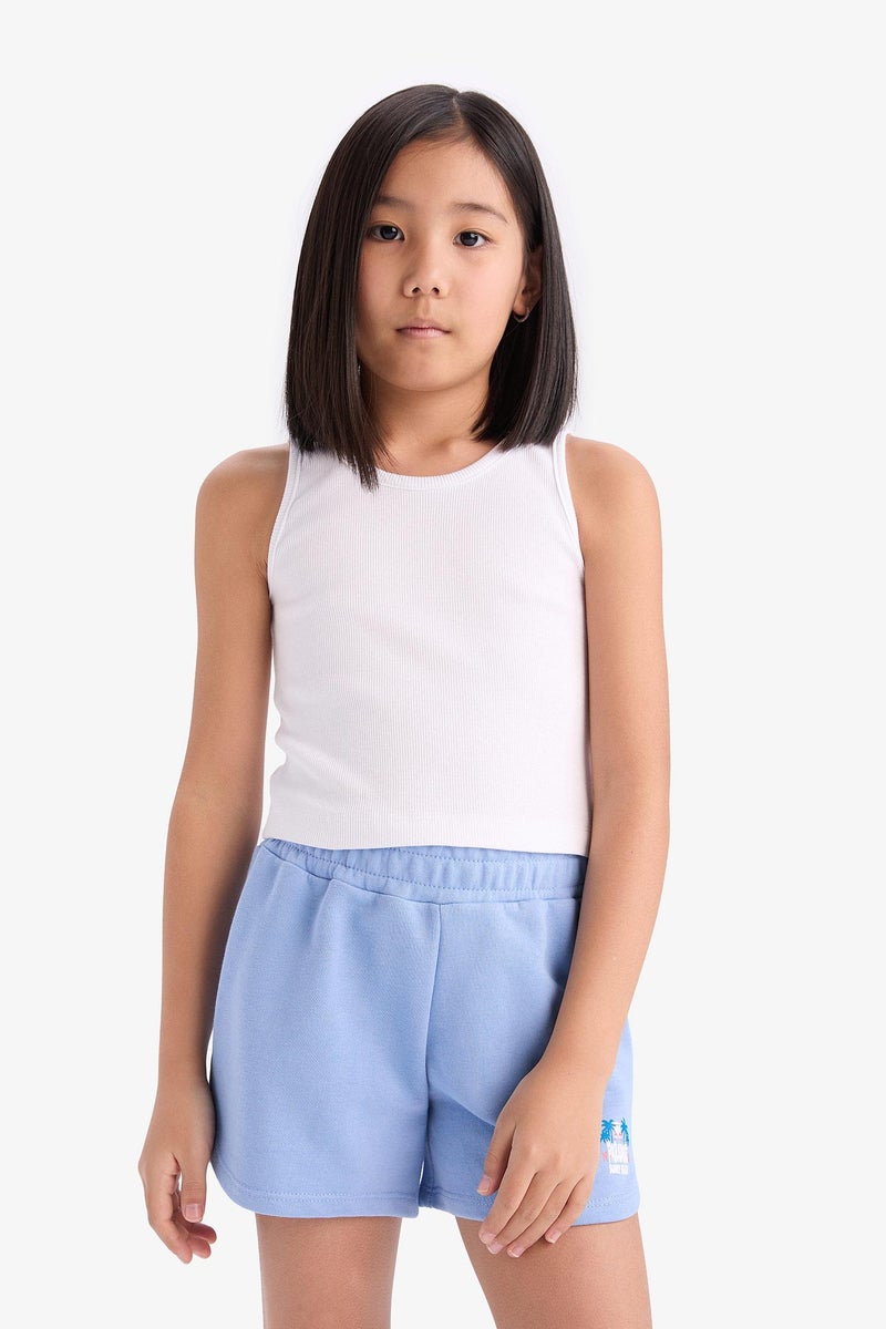 DeFacto Blue Girl Girl Flexible Waist Sweatshirt Fabric Shorts Casual - Image 3