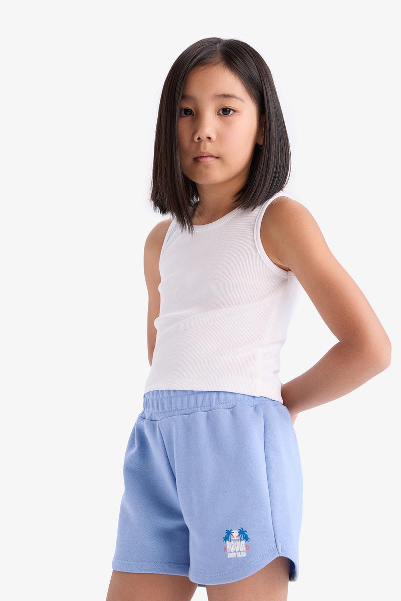 DeFacto Blue Girl Girl Flexible Waist Sweatshirt Fabric Shorts Casual - Image 4