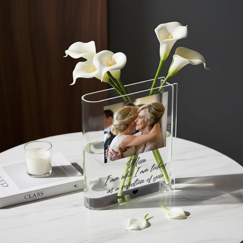 Custom Photo Book Vase Acrylic Book Shaped Vase 1pc Transparent Suitable For Fresh Flowers Modern Home Decor Transparent Vase For Bedroom Living Room Dining Table Mother's Day Gift - Image 4