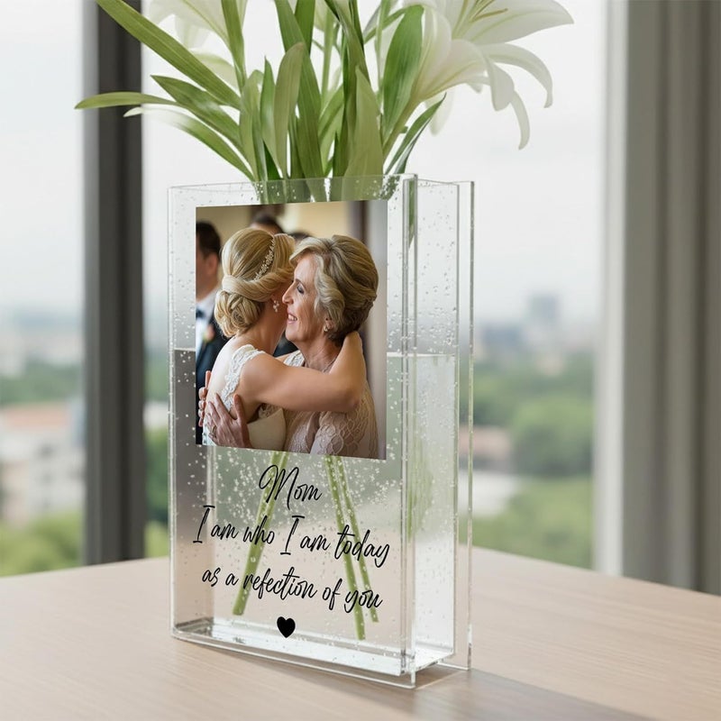 Custom Photo Book Vase Acrylic Book Shaped Vase 1pc Transparent Suitable For Fresh Flowers Modern Home Decor Transparent Vase For Bedroom Living Room Dining Table Mother's Day Gift - Image 2