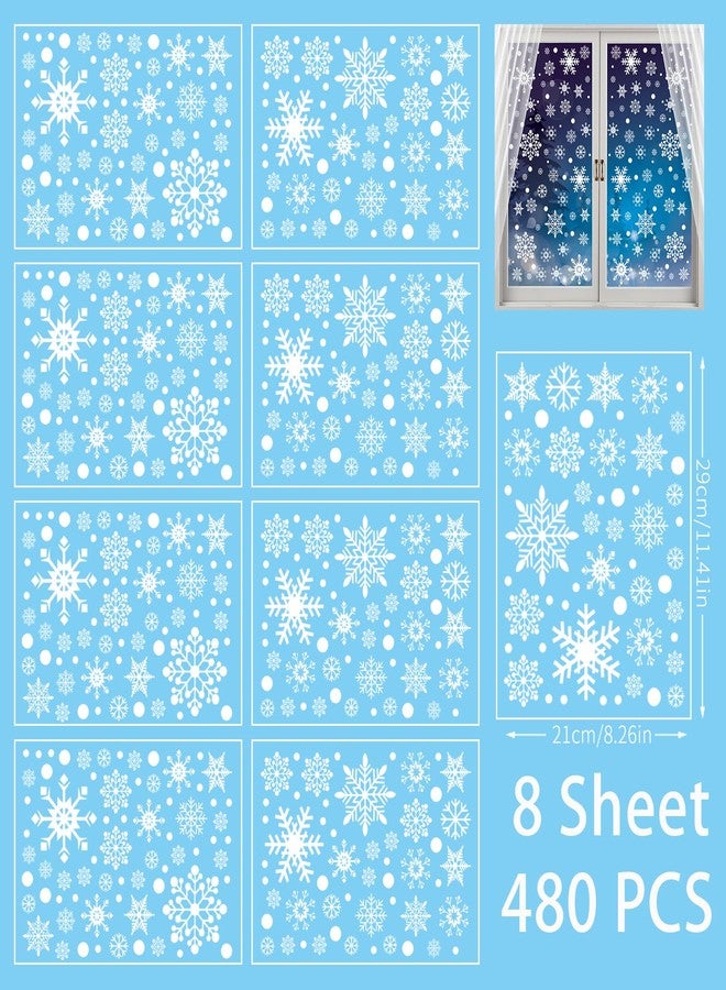 بلوس مجموعة ملصقات نوافذ عيد الميلاد من بلوس، 480 قطعة، ملصقات نوافذ عيد الميلاد مزدوجة الجوانب على شكل ندفة ثلج، تخفيضات على زينة عيد الميلاد، ملصقات نوافذ شتوية، زينة أرض العجائب، زينة عيد الميلاد - Image 5