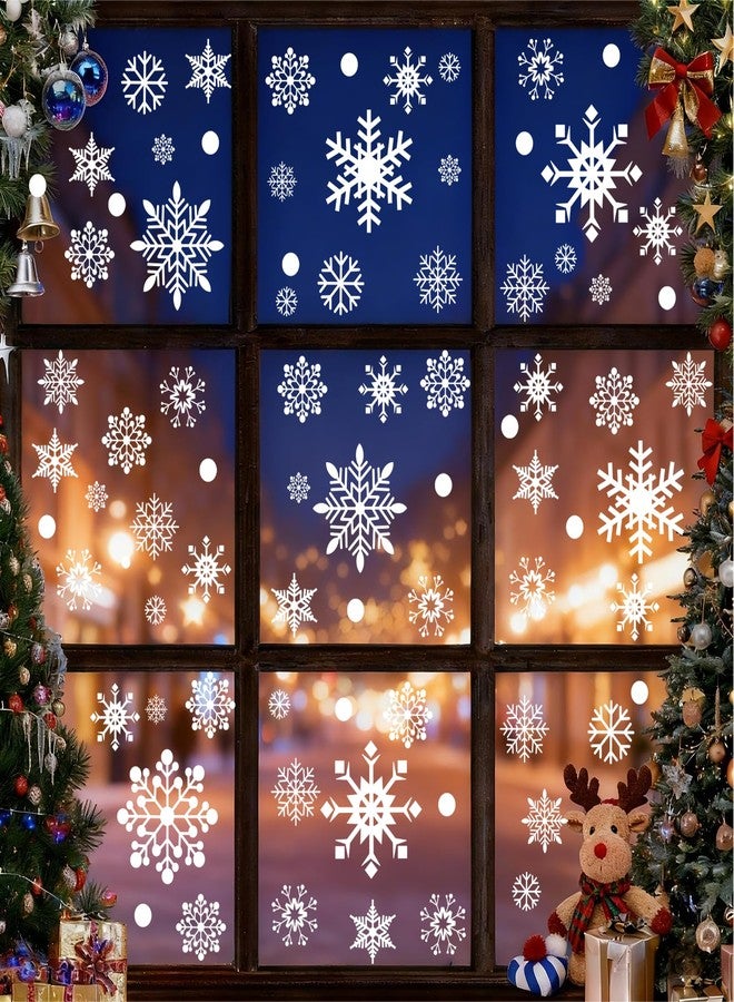 بلوس مجموعة ملصقات نوافذ عيد الميلاد من بلوس، 480 قطعة، ملصقات نوافذ عيد الميلاد مزدوجة الجوانب على شكل ندفة ثلج، تخفيضات على زينة عيد الميلاد، ملصقات نوافذ شتوية، زينة أرض العجائب، زينة عيد الميلاد - Image 1