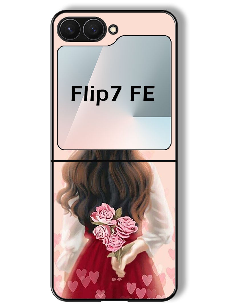 Theodor Case Compatible with Samsung Galaxy Z Flip 7 FE 6.7 Inch Protection Shockproof Bumper Cover Girl Hiding Flowers - Image 1