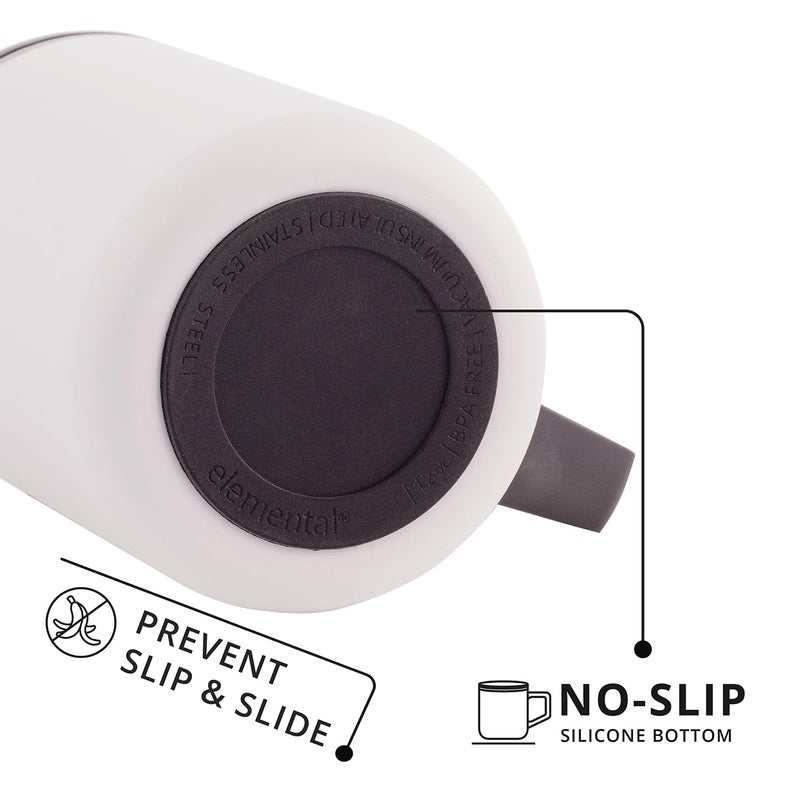 Elemental Insulated Coffee Mug - Triple-Wall Stainless Steel Summit Travel Cup for Hot and Cold Drinks - Thermal Coffee Mug with Lid and Handle for Camping  Office & Travel 16oz - White - Image 4