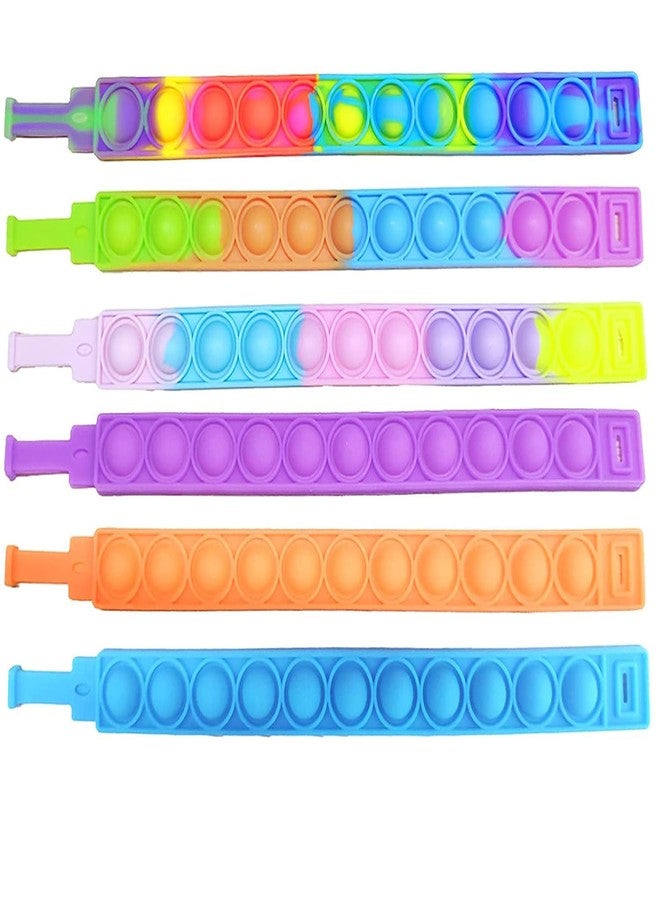 VGRASSP Pop It Fidget Sensory Toys, Stress Relief Silicone Pressure Relieving, Squeeze Novelty Return Gift, Friendship Band Children and Adults - Color As Per Stock (Hand Band - Pack of 6) - Image 2