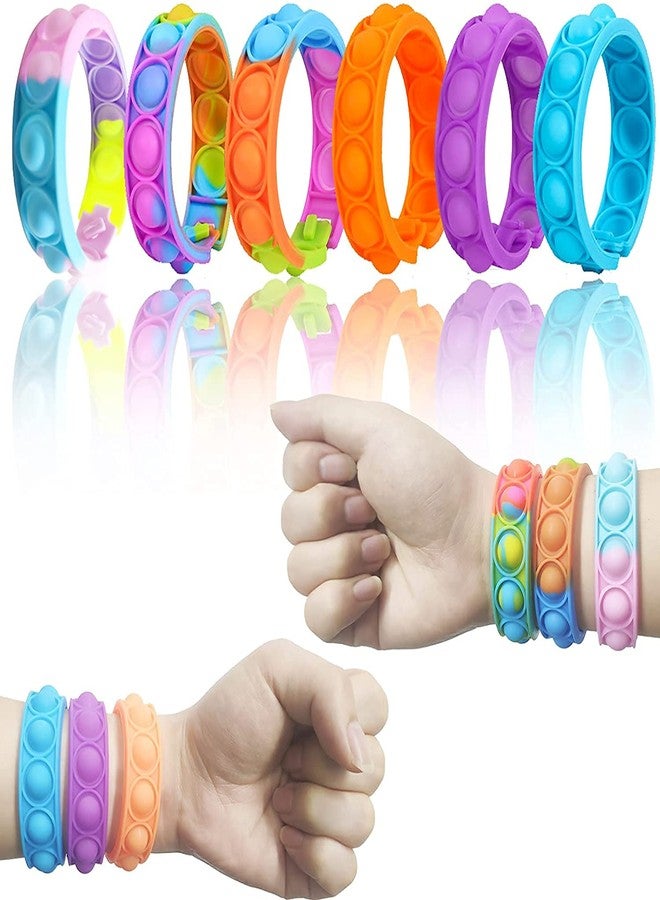 VGRASSP Pop It Fidget Sensory Toys, Stress Relief Silicone Pressure Relieving, Squeeze Novelty Return Gift, Friendship Band Children and Adults - Color As Per Stock (Hand Band - Pack of 6) - Image 1