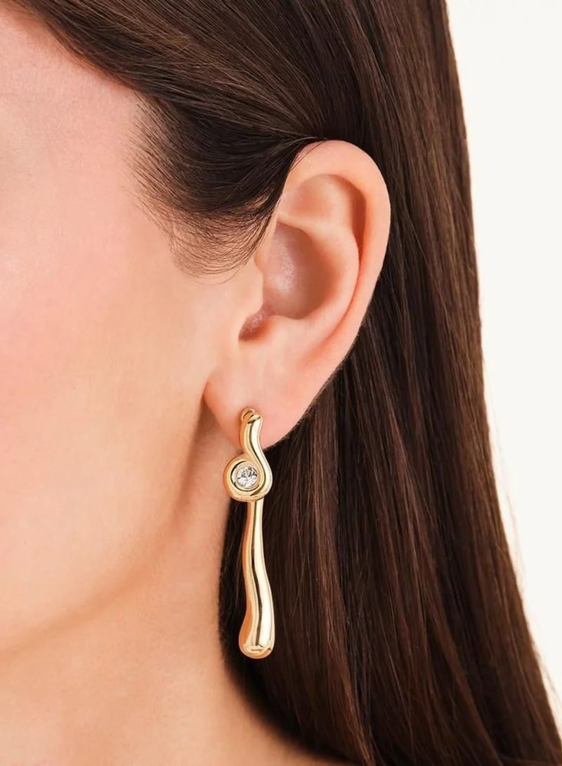Rosefield  Wave Convertible Stud Earrings with Crystal, Gold Plated for Women | Best Price UAE