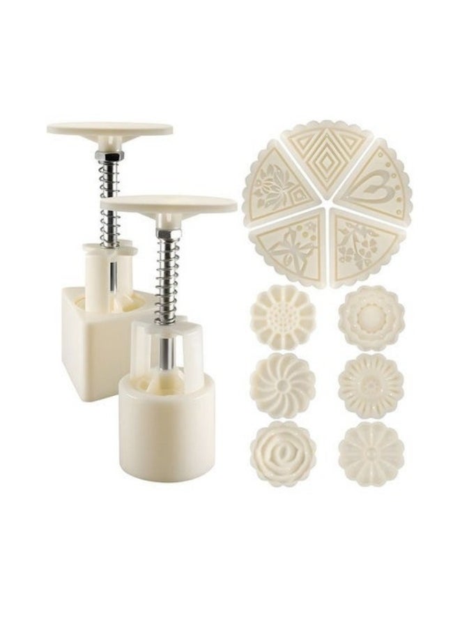 MIXDE 3D Rose Flowers Mooncake Cookie Mold,2 Sets DIY Mooncake Mold Press 11 Stamps,Triangle Shape Decoration Tools For Baking  - Image 1