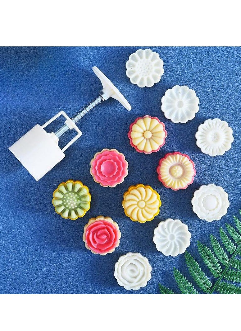 MIXDE 3D Rose Flowers Mooncake Cookie Mold,2 Sets DIY Mooncake Mold Press 11 Stamps,Triangle Shape Decoration Tools For Baking  - Image 2