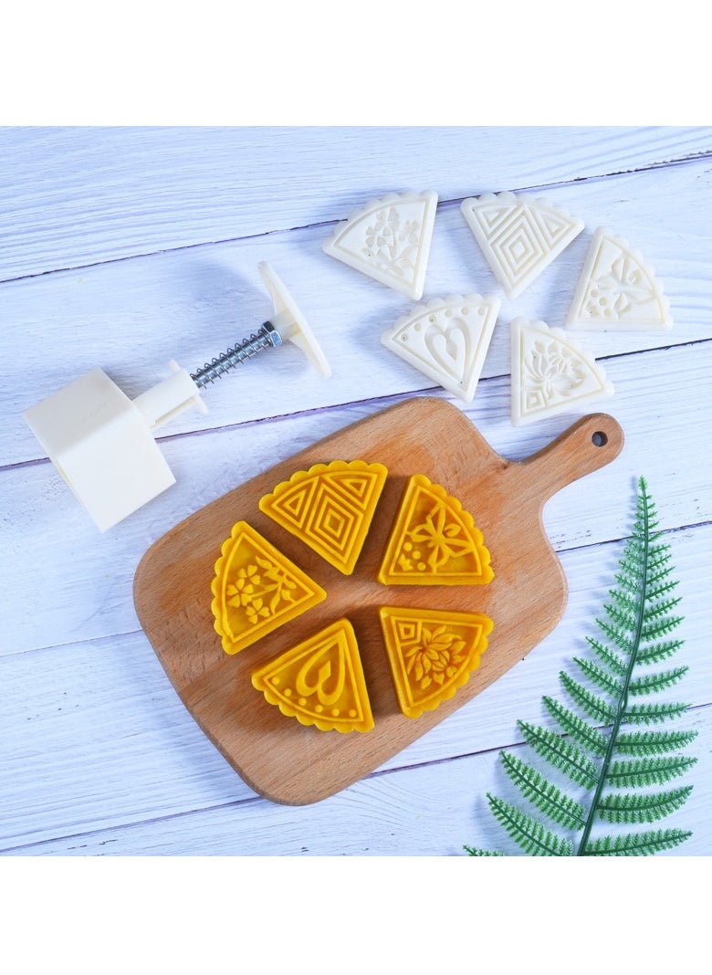 MIXDE 3D Rose Flowers Mooncake Cookie Mold,2 Sets DIY Mooncake Mold Press 11 Stamps,Triangle Shape Decoration Tools For Baking  - Image 3