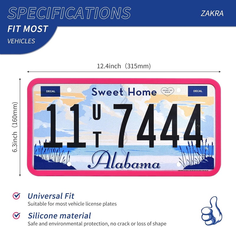 ZAKRA Hotpink Silicone License Plate Frame - 2 Pack - Image 3