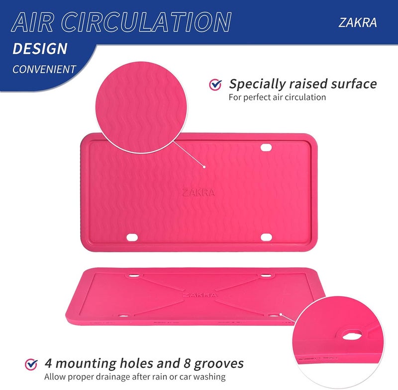 ZAKRA Hotpink Silicone License Plate Frame - 2 Pack - Image 2