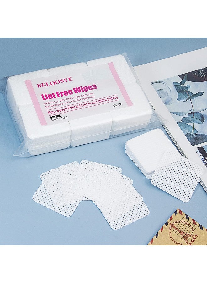 BELOOSYE 540 PCS Lint Free Nail Wipes,Eyelash Extension Glue Wipes,Super Absorbent Soft Non-woven Fabric Adhesive Nail Polish Remover Wipe,Cleaning Pad Cloth for Lash Extension Supplies and Nail Polish Bottle - Image 2