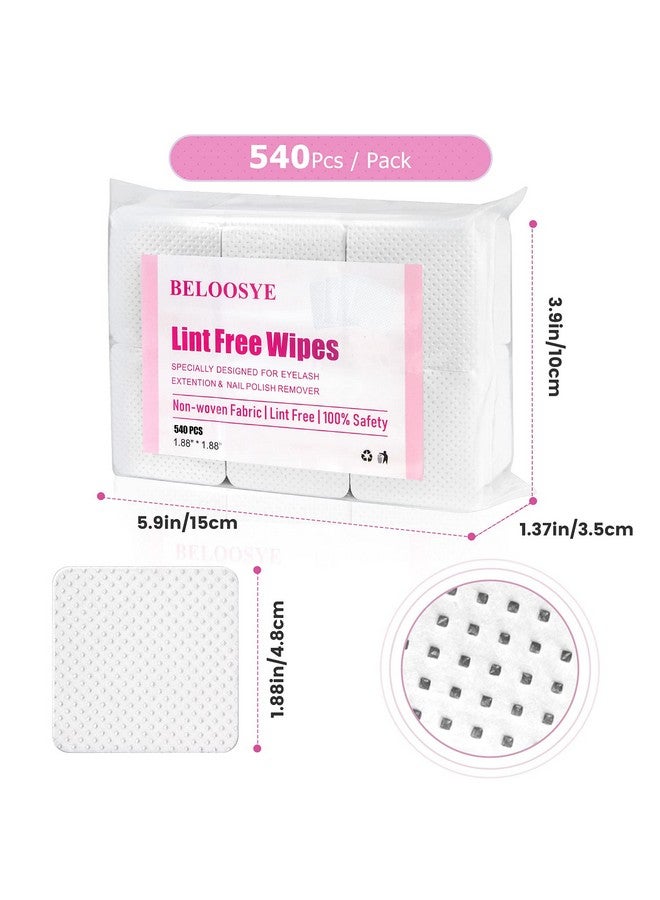 BELOOSYE 540 PCS Lint Free Nail Wipes,Eyelash Extension Glue Wipes,Super Absorbent Soft Non-woven Fabric Adhesive Nail Polish Remover Wipe,Cleaning Pad Cloth for Lash Extension Supplies and Nail Polish Bottle - Image 3