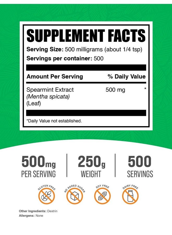 BulkSupplements مسحوق مستخلص النعناع الفلفلي من BulkSupplements.com - مكمل النعناع الفلفلي، مسحوق النعناع الفلفلي - مستخلص النعناع الفلفلي من الدرجة الغذائية، خالي من الغلوتين، 500 ملغ لكل حصة، 250 غرام (8.8 أونصة) (عبوة من 1) - Image 2