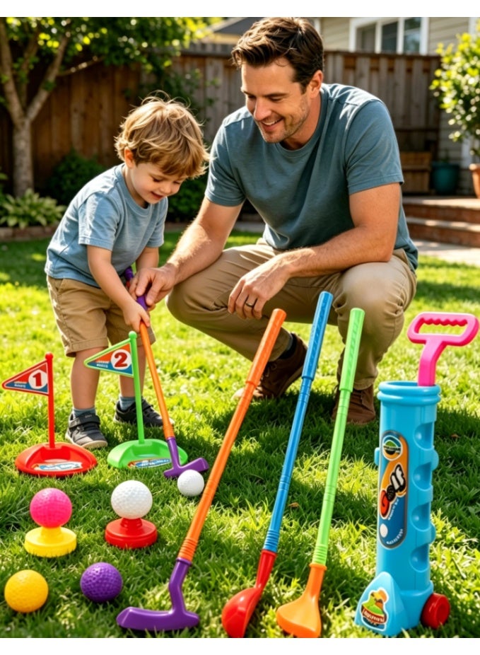 CityRiya-Long Toddler Golf Set, Kids Golf Toy with Cart, Clubs, Balls & Flags, Indoor Outdoor Golf Game for Boys Girls, Educational Sports Toy, Ideal Gift for Eid & Birthdays - Image 1