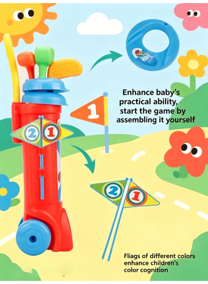 CityRiya-Long Toddler Golf Set, Kids Golf Toy with Cart, Clubs, Balls & Flags, Indoor Outdoor Golf Game for Boys Girls, Educational Sports Toy, Ideal Gift for Eid & Birthdays - Image 4