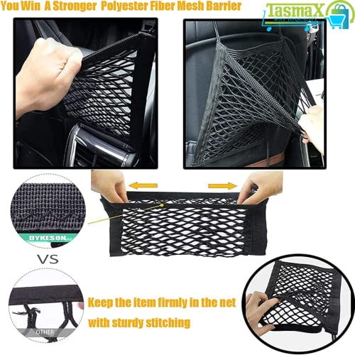 TASMAX car mesh Organizer car mid net Between car Front Seats car Storage Accessories Interior car seat net Holder Barrier of Backseat Pet Kids,Cargo Tissue Purse Holder,Driver Storage Netting Pouch - Image 5