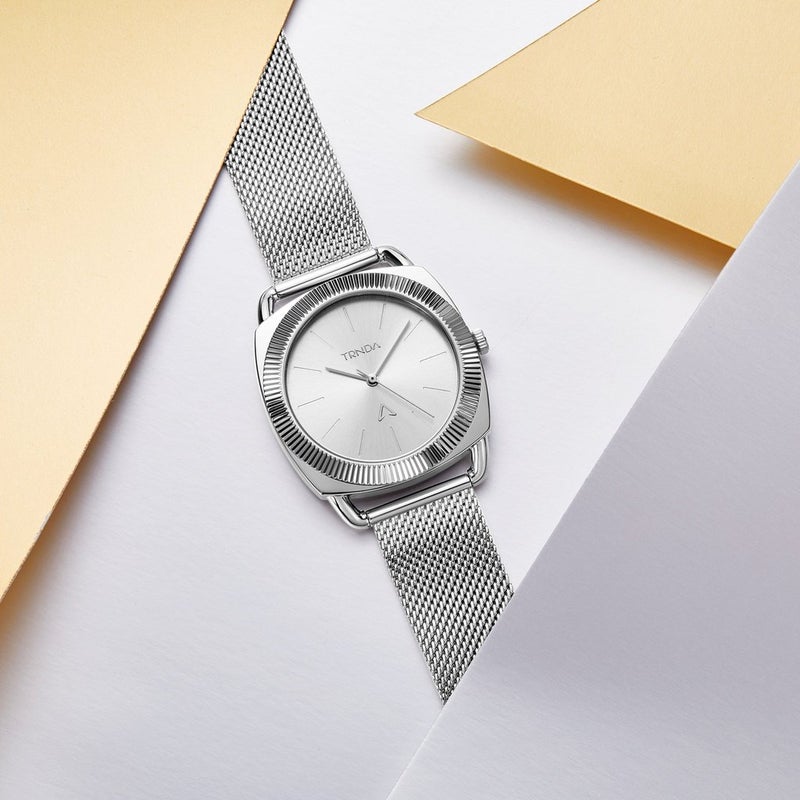 ترندا ساعة نسائية من TRNDA بهيكل من الفولاذ المقاوم للصدأ باللون الفضي وسوار من الفولاذ المقاوم للصدأ باللون الفضي - Image 5