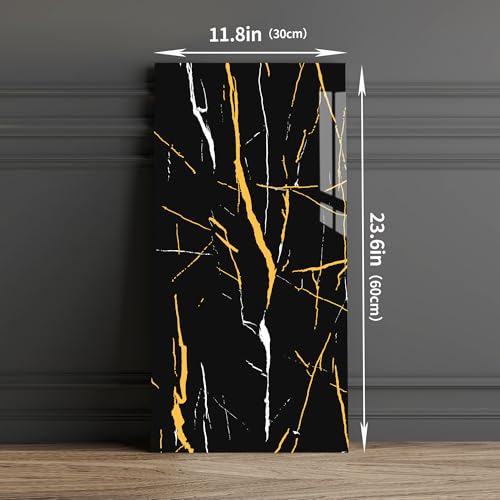 Haimin Wall Panels Peel and Stick 10 Pieces 23.6x11.8in (19.4 Sq. Ft. Coverage) Black Lightweight Backsplash Marble Look Tile (not Real Marble) Ideal for Kitchen Bathrooms Living Rooms Bedrooms - Image 3