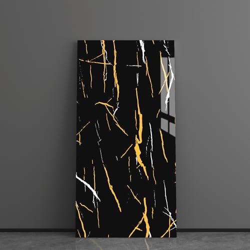 Haimin Wall Panels Peel and Stick 10 Pieces 23.6x11.8in (19.4 Sq. Ft. Coverage) Black Lightweight Backsplash Marble Look Tile (not Real Marble) Ideal for Kitchen Bathrooms Living Rooms Bedrooms - Image 1