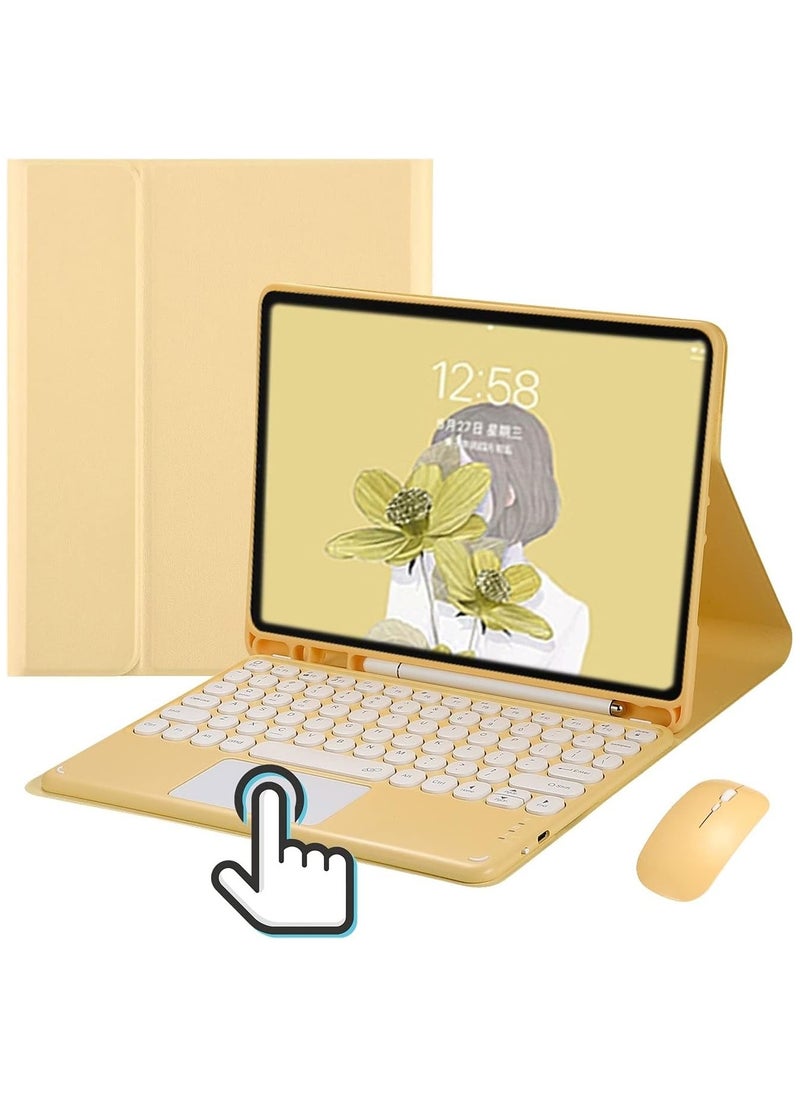 AROAQ - iPad 10th Generation Touchpad Keyboard Case Retro Round Key with Mouse Cute Color Keyboard with Trackpad Detachable Touch Keyboard iPad 10 2022 10.9 inch Cover - Image 1