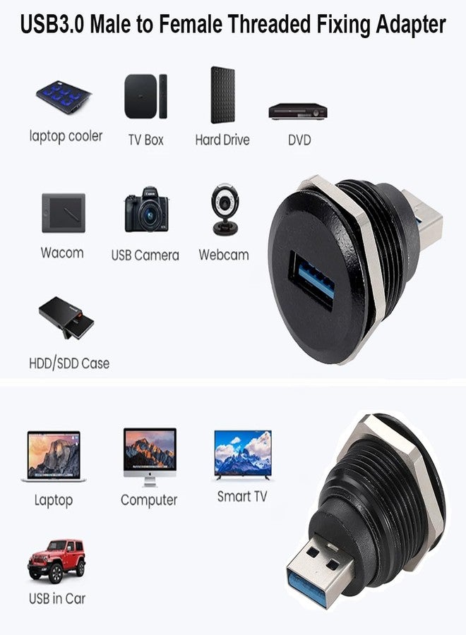 PENGLIN موصلات PENGLIN USB 3.0 عدد 2، موصل تحويل USB ذكر إلى أنثى، محول تمديد USB 3.0 للتثبيت على اللوحة لنقل البيانات/الشحن - Image 4