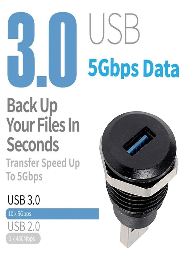 PENGLIN موصلات PENGLIN USB 3.0 عدد 2، موصل تحويل USB ذكر إلى أنثى، محول تمديد USB 3.0 للتثبيت على اللوحة لنقل البيانات/الشحن - Image 3