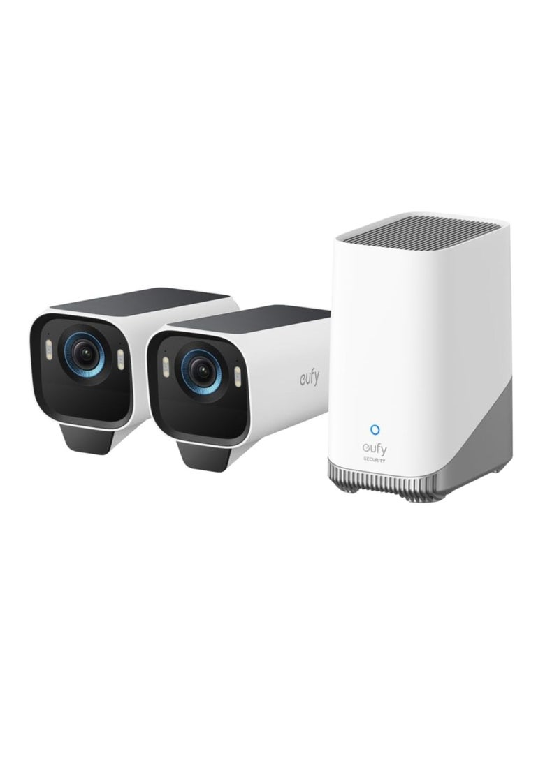 إيوفي - كاميرا مراقبة خارجية لاسلكية تعمل بالطاقة الشمسية من eufy Security، كاميرا eufyCam S3 Pro ثنائية الكاميرات، مزودة بلوحة شمسية، رؤية ليلية ملونة، دقة 4K، تقنية Forever Power 2.0، تقنية التعرف على الوجه بالذكاء الاصطناعي، سعة تخزين محلية قابلة للتوسيع، بدون رسوم شهرية - Image 1