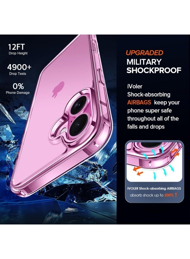 4 in 1 for iPhone 16 Case, Compatible with MagSafe, with 3X Screen Protectors, Anti-Yellowing Military-Grade Protection, Shockproof Slim Magnetic Phone Case for iPhone 16 6.1", Clear - Image 4