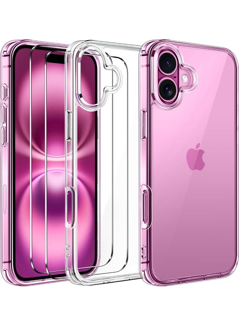 4 in 1 for iPhone 16 Case, Compatible with MagSafe, with 3X Screen Protectors, Anti-Yellowing Military-Grade Protection, Shockproof Slim Magnetic Phone Case for iPhone 16 6.1", Clear - Image 1