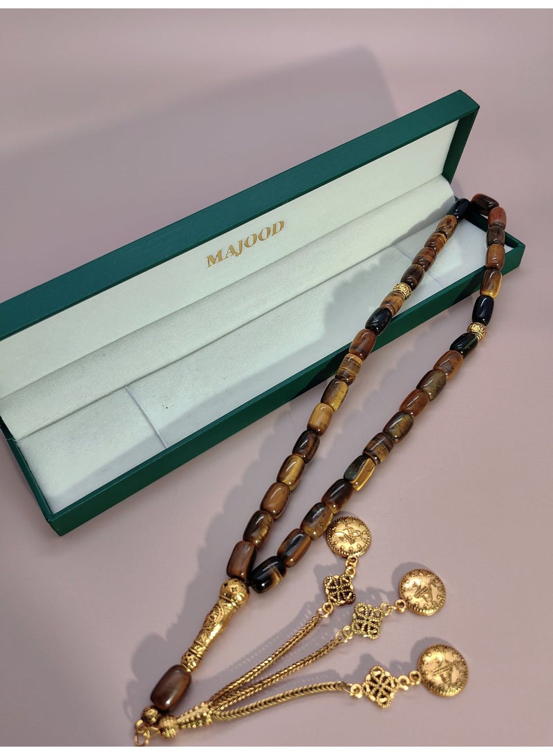 موجود 33 سبحة صلاة من عين النمر الطبيعي عمودية/تسبيح/16 مم - Image 5