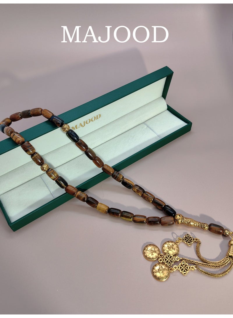 موجود 33 سبحة صلاة من عين النمر الطبيعي عمودية/تسبيح/16 مم - Image 2