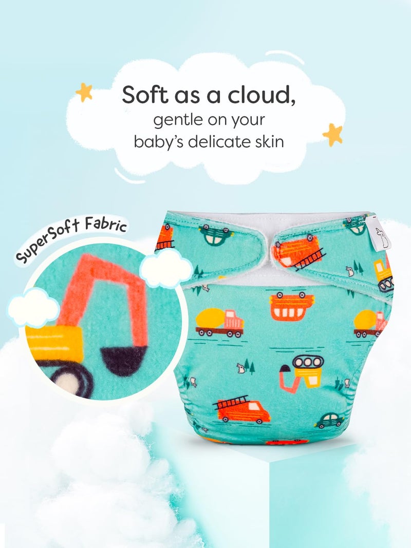Superbottoms Freesize UNO SuperSoft Cloth Diaper (with Velcro) | Reusable, Adjustable Cloth Diaper for Babies | Dry Feel Comfort | Fits from 3 Months to 3 Years | Washable & Rash-Free | Little Wheels - Image 3